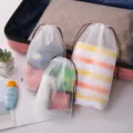 Frosted EVA storage bags with drawstring, waterproof travel organizer for clothes and shoes. - Frosted Style with Nylon Rope / 45x55+3cm