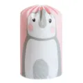 Cute penguin quilt storage bag, large pink drawstring laundry bag for home organization. - Penguin