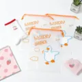 Frosted PE drawstring storage bags with cute cartoon duck design, perfect for socks and cosmetics. - Lucky Duck / 20x28cm