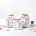 Frosted PE cartoon print drawstring storage bag for socks, cosmetics and small items. - Magic White Rabbit / 35x45cm