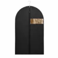 Zwarte gebogen kledinghoes met doorzichtig venster en handige ritssluiting voor jassen. - Middelgrote maat 60*100 / Zwarte Ritsstijl