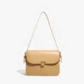 Sac bandoulière élégant en cuir PU pour femme, petit sac carré rétro unicolore pour le quotidien. - Kaki