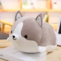 Cute Corgi plush toy round lying Shiba Inu stuffed animal doll sleeping pillow for girls - Gray Corgi