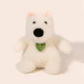 Cute white plush dog toy stuffed animal puppy doll with green leaf tag for kids gift car decor - Westie / 13cm (With Beads Inside)
