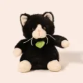 Black and white plush toy cute animal doll soft stuffed companion gift for kids and car decoration - Black Cat / 13cm (With Beads Inside)