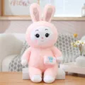 Jolie poupée lapin en peluche rose avec sac, adorable doudou câlin pour les filles - Rose / 30cm