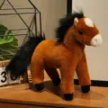 Gefülltes braunes Plüschpferd Spielzeug, süße stehende Pony Puppe, weiches Kinderbegleitspielzeug. - 30cm / Hellbraunes Pferd