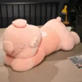 Giant pink plush pig toy with cute sweater, soft lying pillow doll for girls bed gift. - Pink / 80cm