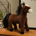 Gefülltes braunes Pferd Plüschtier Simulation stehende Pony Puppe süßer Begleiter für Kinder - 30cm / Dunkelbraunes Pferd
