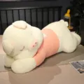 Giant plush pig toy with pink knitted sweater, cute sleeping pillow for girls bedroom. - White / 80cm