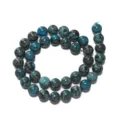 Perles rondes en pierre de paon colorée naturelle pour détails de bijoux de bricolage - 6.5mm (Environ 62 Pcs/Fil) / Bleu lac