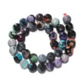 Faceted fire agate loose beads multi color natural stone DIY jewelry making supplies - Rainbow
