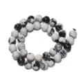 Faceted black and white fire agate stone loose beads for DIY handmade jewelry crafting design. - White
