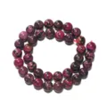 Perles rondes colorées en pierre de paon pour la fabrication de bijoux bracelets colliers faits main. - 6.5mm (Environ 62 Pcs/Fil) / Rose rouge