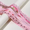 Pink printed grosgrain ribbon detail, Eiffel tower and floral patterns for DIY hair bows. - Random Pink Series Style / 12 Pieces/Pack (Width 10-25mm / Length 90cm)