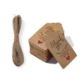 Set de etiquetas de regalo de papel kraft con cuerda de yute, decoración de fiestas DIY. - 1# Rectángulo Festoneado Kraft / 20 Hojas + 4m Cuerda Yute