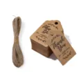 Etiquetas de regalo de papel kraft con cuerda de yute, vista detallada para decoración. - 2# Rectángulo Festoneado Kraft / 20 Hojas + 4m Cuerda Yute