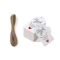Vista detallada de etiquetas de regalo de papel blanco con cordel de yute para fiestas. - 1# Rectángulo Festoneado Blanco / 20 Hojas + 4m Cuerda Yute