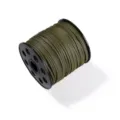 Cordon Plano de PU 2.5mm Verde Oliva Gamuza Sintetica para Pulsera Collar DIY - 5 Metros/Paquete / Verde Militar