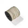 Cordón plano de ante sintético PU beige en bobina negra para manualidades y joyas DIY - 5 Metros/Paquete / Blanco Roto