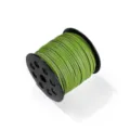 Cordón plano de imitación de cuero verde 2.5mm hilo ante PU para pulseras joyería DIY - Verde Hierba
