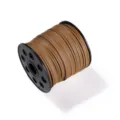 Cordon Cuero Sintetico 2.5mm Gamuza Falsa Plano Marron para Joyeria DIY Pulseras - Café Claro