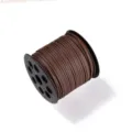 Cordón plano de cuero sintético PU marrón de 2.5mm para joyas pulseras collares DIY - Caqui