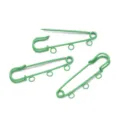 Spilla di sicurezza verde multi-foro accessorio per spilla DIY 5cm metallo verniciato artigianato - 3 Fori / Confezione da 10 / Verde