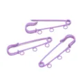 Purple painted multi-loop safety pins DIY brooch accessories for clothing bags decoration. - 3 Holes / 10 Pieces/Pack / Purple