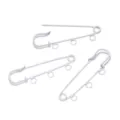5cm white baking finish multi-hole safety pin DIY brooch accessory for clothing and bags. - 3 Holes / 10 Pieces/Pack / White