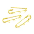 5cm yellow painted safety pins with loops, DIY brooch pins, clothing and bag accessories. - 3 Holes / 10 Pieces/Pack / Yellow