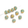Blue Enamel Gold Filigree Loose Beads DIY Bracelet Necklace Jewelry Accessories Crafting - 1 Piece/Pack / Lake Blue