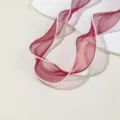 Red sheer organza ribbon with white pearl edge detail for crafts and bow making. - 1 Meter Pack / Burgundy