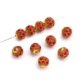 Red gold cloisonne enamel beads for DIY handmade bracelets necklaces jewelry making supplies - 1 Piece / Red