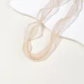 Champagne sheer chiffon ribbon with delicate pearl trim for hair bows and floral gift wrapping. - Imperial Gold