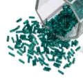 Dark green twisted glass bugle beads glossy straight hole cylindrical beads for DIY crafts - 10g/Bag / Peacock Green