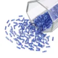 Blue twisted glass bugle beads shiny cylinder beads for DIY jewelry making bracelets 100pcs - 10g/Bag / Sky Blue