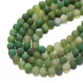 Cuentas de piedra preciosa de ágata verde mate con bandas naturales para joyería DIY. - Ágata Rayada Mate Verde Manzana / Tamaño 6.5mm