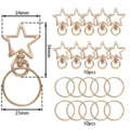 Ensemble mousqueton étoile et anneau, accessoires de pendentif de sac DIY en alliage. - Lot de 10 / Or KC