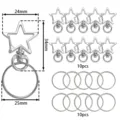 Ensemble de porte-clés mousqueton étoile et anneaux en alliage accessoires DIY 10pcs - Lot de 10 / K Blanc/Argent