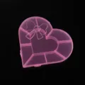 Transparent pink heart-shaped storage box with bow compartments for DIY beads and jewelry. - Heart Shape / 14x15.5cm / Pink