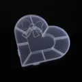 Transparent plastic heart shaped storage box multi compartment organizer for jewelry beads items. - Heart Shape / 14x15.5cm / White