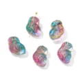 Perles de hibou transparentes irisées dorées variante, perles en vrac faits à la main DIY. - Bleu-violet