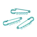 5cm Teal Colored Baking Varnish 5-Hole Safety Pins DIY Brooch Pendant Findings Accessories - 5 Holes / 10 Pieces/Pack / Lake Green