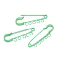 5cm Mint Green Metal Kilt Pins with 5 Loops DIY Brooch Findings for Clothing & Bags - 5 Holes / 10 Pieces/Pack / Green