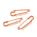 Orange 5-hole safety pins metal multi-loop kilt pins for DIY crafts and brooches accessories. - 5 Holes / 10 Pieces/Pack / Orange