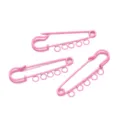 5cm pink multi-hole metal safety pin variant for DIY brooch clothing and bag decoration - 5 Holes / 10 Pieces/Pack / Pink