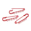5cm red metal multi-hole safety pins DIY brooch pendant buckles clothing bag accessories - 5 Holes / 10 Pieces/Pack / Red