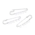 5cm white painted safety pins with hanging loops, DIY brooch findings for clothing and bags. - 5 Holes / 10 Pieces/Pack / White