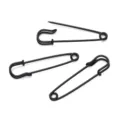 Black safety pin, 5cm metal multi-hole DIY brooch finding for clothing, bags and accessories. - No Holes / 10 Pieces/Pack / Black